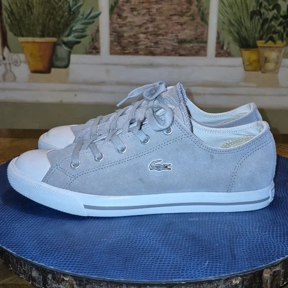 Lacoste Womens Gray Suede Sneakers sz. 7.5 (#1002A) EC. - Picture 8 of 16
